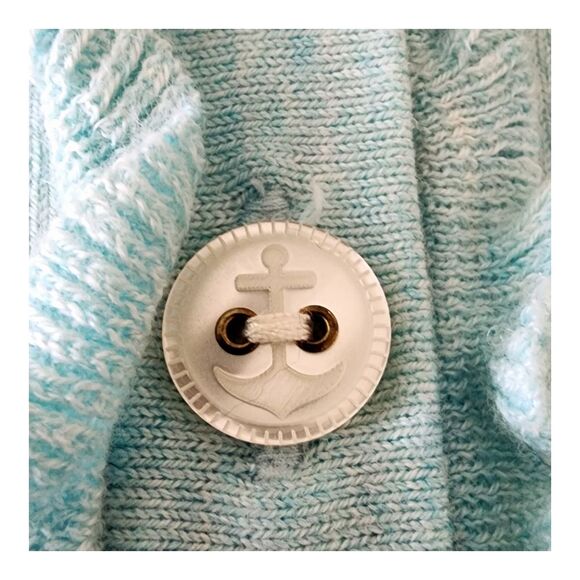 Vineyard Vines Ruffle Cardigan Aqua Blue Women Size L - Picture 5 of 9